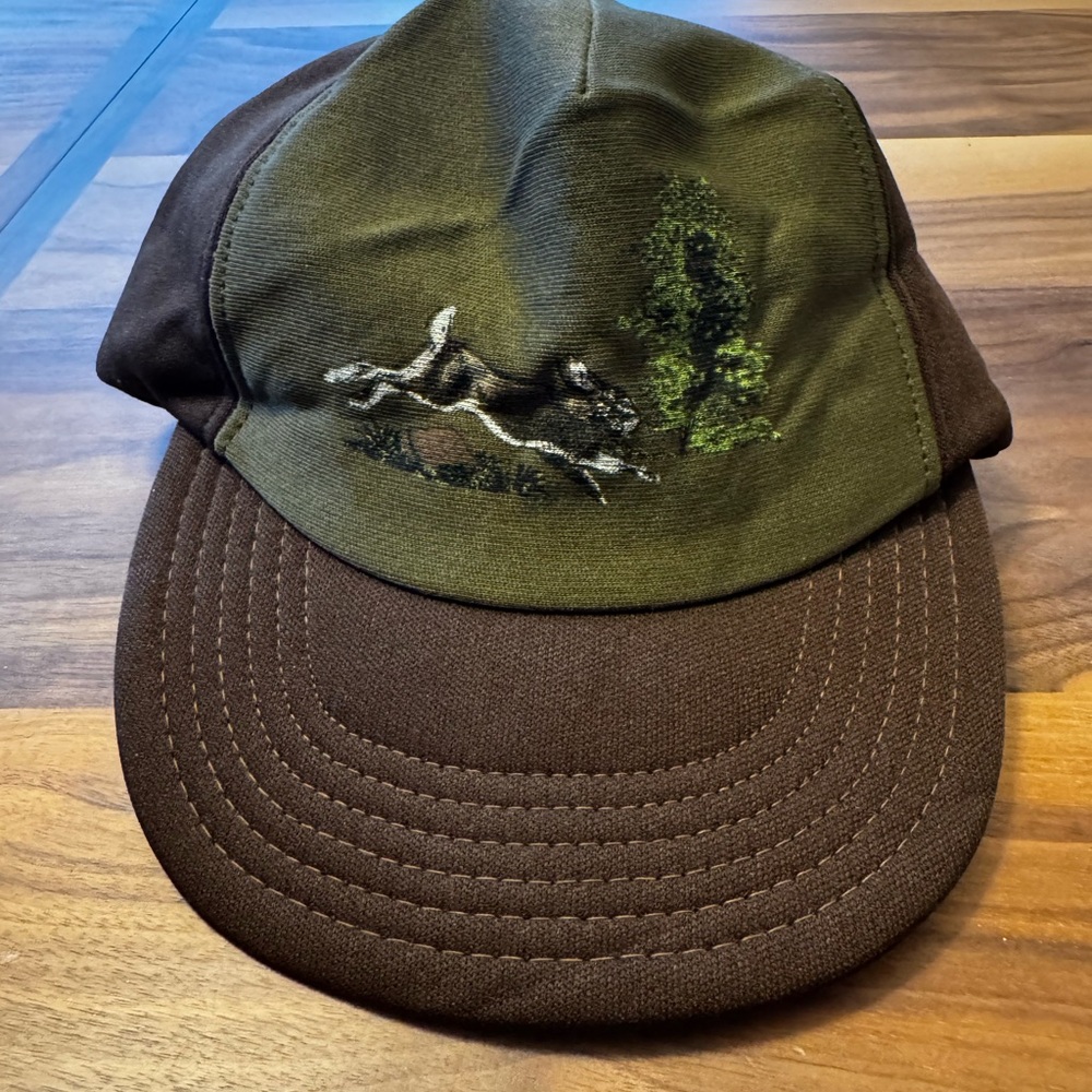 Deer Embroidered Hunting Hat • Brown Green Outdoors Cap
